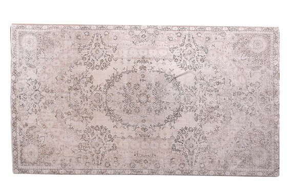 5'3''x8'6''Faded Beige-Black Color Turkish Wool Rug,Anatolian Ottoman Handmade Area Rug,Decorative Rug,Nomadic Rug,Modern Art Rug,3225