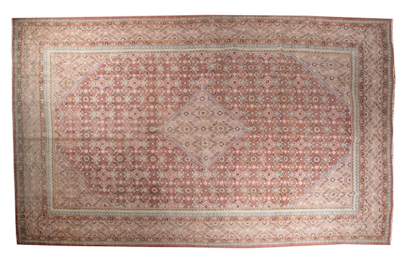 9'8''x13'6''Pastel Red-Camel Color Turkish Wool Rug,Anatolian Ottoman Handmade Area Rug,Decorative Rug,Nomadic Rug,Modern Art Rug,2474