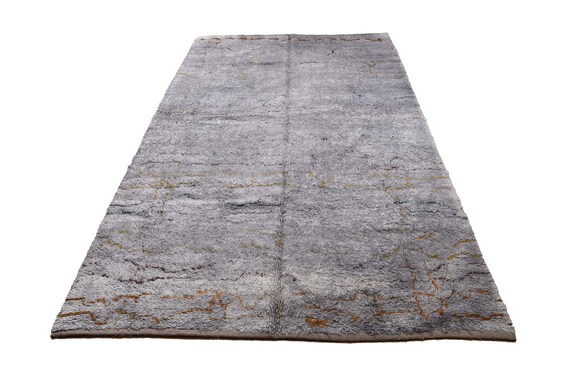 Very Diffrent Unique Moroccan Rug, 6'4" X 9'7" Faded Gray Color Shaggy Rug,Bohemian Rustic Rug,Handmade area rug,Faded Rug,Living Room