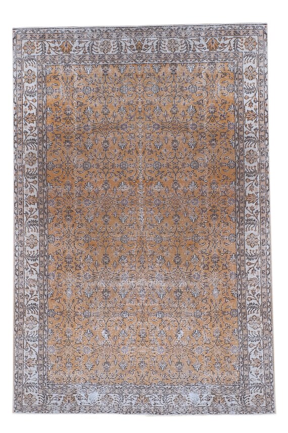 6'8" X 9'11'' Vintage Rug,Faded Brick Colors Turkish Area Rug,Bedroom Rug,Neutral Rug,Living Room Rug,Boho Rug,Decorative Rug,Faded Rug,