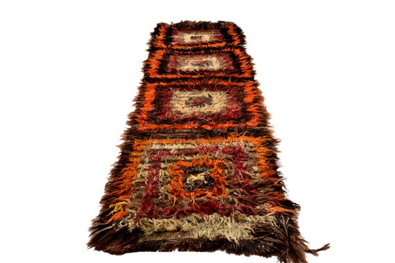 Very Diffrent Unique Moroccan Rug, 3'8''x 10'6''Faded Colorful Color Shaggy Rug,Bohemian Rustic Rug,Handmade area rug,Faded Rug,Living Room