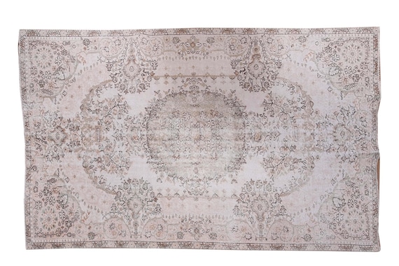 5'4''x9'3''Beige Color Turkish Wool Rug,Anatolian Ottoman Handmade Area Rug,Decorative Rug,Nomadic Rug,Modern Art Rug,3184