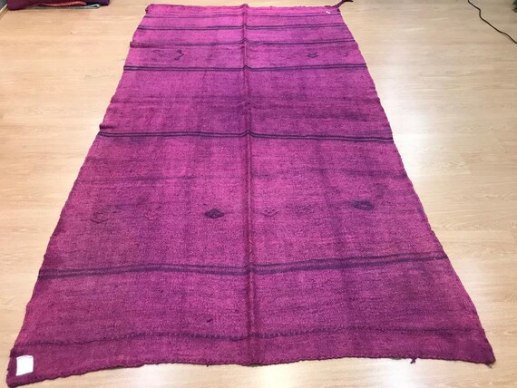 5'9'' x 10'8'' Fuchsia Color Vintage Turkish Hemp Rug,Anatolian Handmade Area Rug,Home Decor,Decorative Rug, Fuchsia Rug,Nomadic Rug