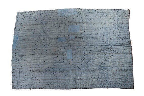 4'9''x5'9''Very Soft Blue Color Vintage Hand Woven Quilt,Anatolian Handmade Quilt,Home Decor,Quilt Area Quilt,Custom Kurdish Quilt,100