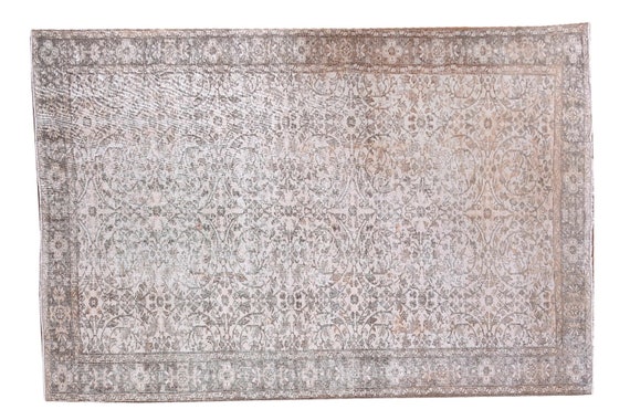 5'4''x8'9''Faded Beige-Gray Color Turkish Wool Rug,Anatolian Ottoman Handmade Area Rug,Decorative Rug,Nomadic Rug,Modern Art Rug,3183