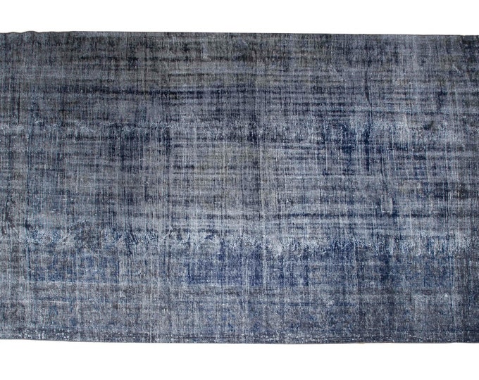 7'05''x9'7''Dark Blue Color Vintage Turkish Wool Rug,Anatolian Ottoman Handmade Area Rug,Home Decor,Decorative Rug,Nomadic Rug,Demirci Rug