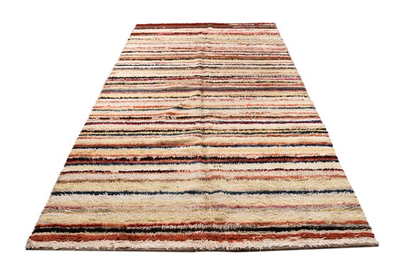 Very Diffrent Unique Moroccan Rug,6'5''x10'1''Faded Colorful Color Shaggy Rug,Bohemian Rustic Rug,Handmade area rug,Faded Rug,Living Room