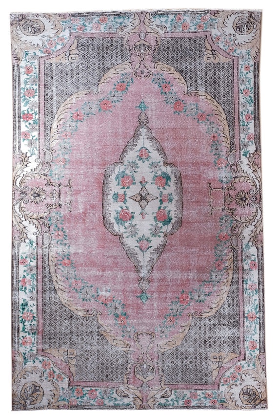 6'5" X 10'9'' Vintage Rug,Faded Red Colors Turkish Area Rug,Bedroom Rug,Neutral Rug,Living Room Rug,Boho Rug,Decorative Rug,Faded Rug,