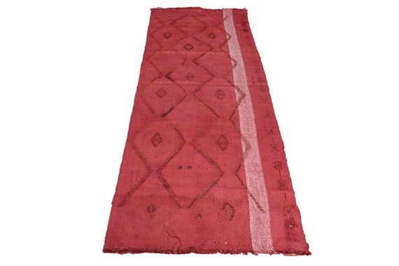 2 x 6 Vintage,Natural Pastel Red Color Turkish Area Hemp Rug, Bedroom Rug,Neutral Rug,Living Room Rug,Boho Rug,Antique Rug,Faded Runner Rug