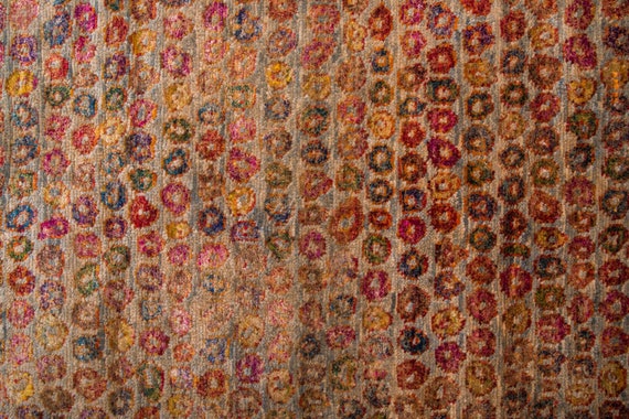 8'0" X 9'8'' Rainbow Color Vintage Turkish Wool Bamboo Rug,Anatolian Handmade Area Rug,Decorative Rug,Nomadic Rug,An Artistic Work Rug,2561