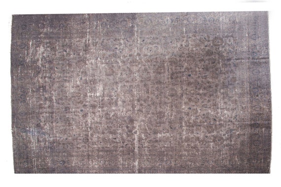 9'5"X13'2'' Faded Gray Color Vintage Turkish Wool Rug,Mid Country Rug,Anatolian Handmade Area Rug,Decorative Rug,An Artistic Work Rug,4677