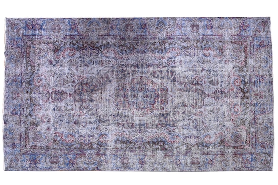 6'2''x9'8''Faded Gray-Blue Color Turkish Wool Rug,Anatolian Ottoman Handmade Area Rug,Decorative Rug,Nomadic Rug,Modern Art Rug,3414