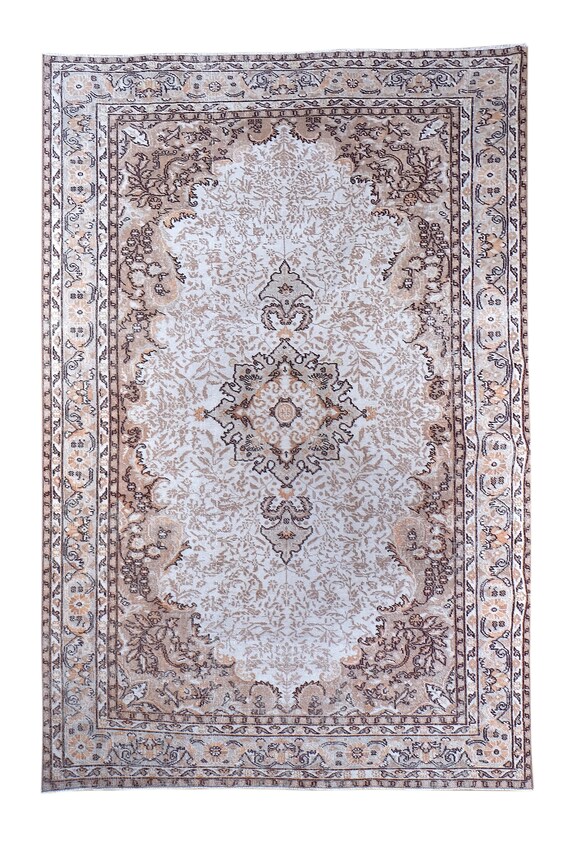 6'2" X 10'4'' Vintage Rug,Faded Beige Colors Turkish Area Rug,Bedroom Rug,Neutral Rug,Living Room Rug,Boho Rug,Decorative Rug,Faded Rug,