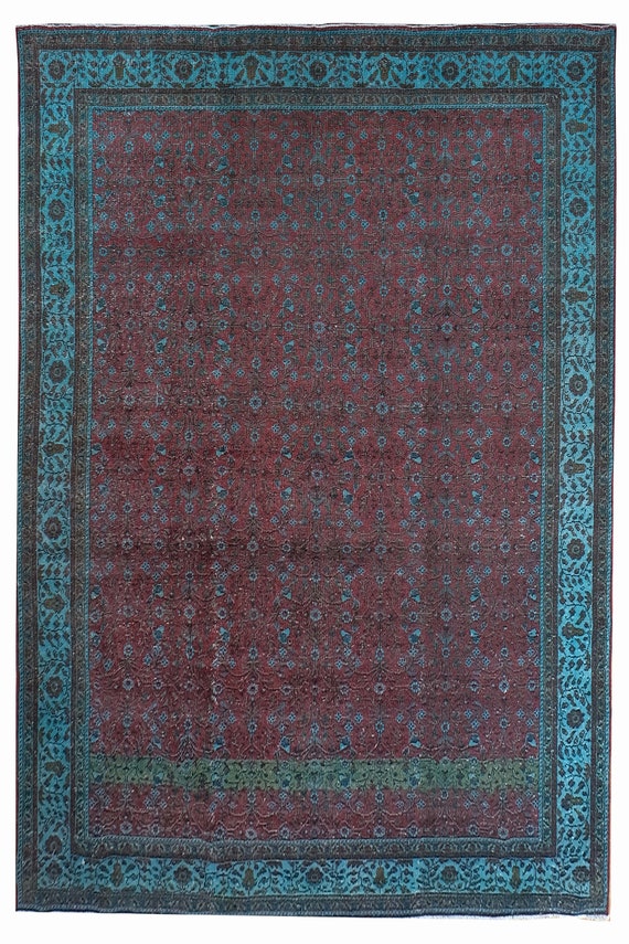 6'6" X 9'4'' Vintage Rug,Faded Red Turquoise Colors Turkish Area Rug,Bedroom Rug,Neutral Rug,Living Room Rug,Boho Rug,Decorative Rug,Faded