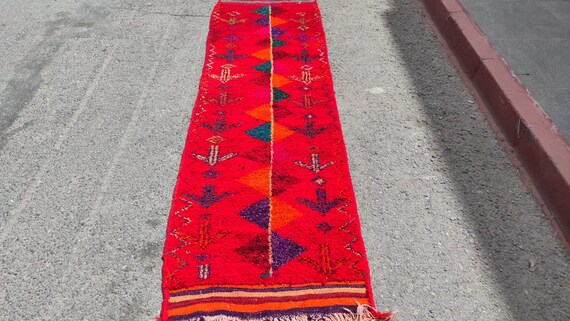 2'7'' x 10' MODERN ABSTRACT RUNNER Rug - Outdoor Doormat, Floor Mat, Boho Rug, Handmade Area Rug, Living Room Rug, Personalized Gift