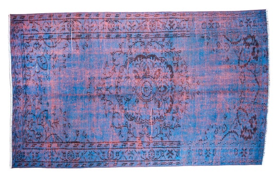 4'3''x7'5''Blue-Brown Color Vintage Turkish Wool Rug,Anatolian Ottoman Handmade Area Rug,Home Decor,Decorative Rug ,Nomadic Rug,Modern Rug