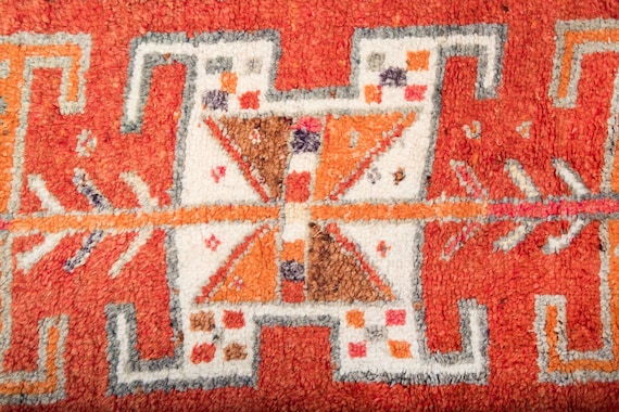 3'1'' x 11'3'' Orange Color Vintage Turkish Wool Runner Rug,Traces Of The Past,Decorative Rug, Herki Rug,Nomadic Rug