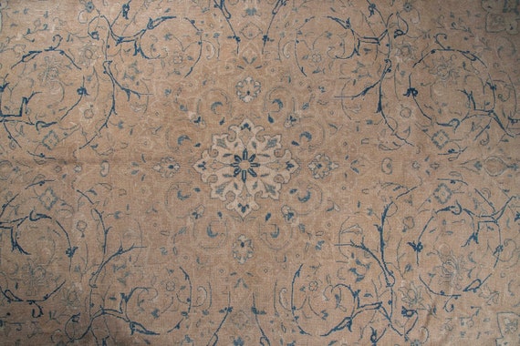 10'0''x12'7''Natural Pastel Beige Color Turkish Wool Rug,Anatolian Ottoman Handmade Area Rug,Decorative Rug,Nomadic Rug,Modern Art Rug,2472
