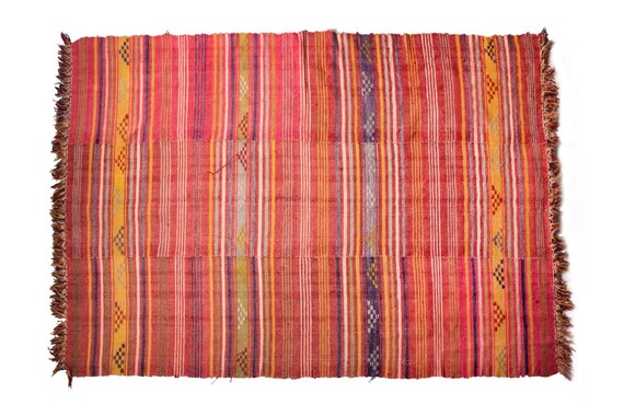 5'08''x7'02'' Red-Multi Color Vintage Turkish Wool Rug,Anatolian Handmade Area Rug,Home Decor,Decorative Rug,Nomadic Rug,Modern Rug