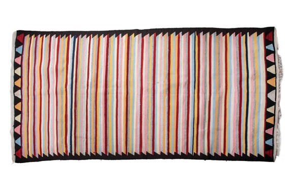 3'4''x7'2''Colorful Old Modern Geometric Rug,Anatolian Ottoman Handmade Area Rug,Home Decor,Decorative Rug,Nomadic Rug,Custom Design Rug