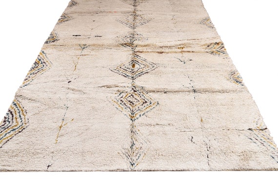 Very Diffrent Unique Moroccan  Rug, 6'5''x 10'2''Faded Beige Color Shaggy Rug,Bohemian Rustic Rug,Handmade area rug,Faded Rug,Living Room