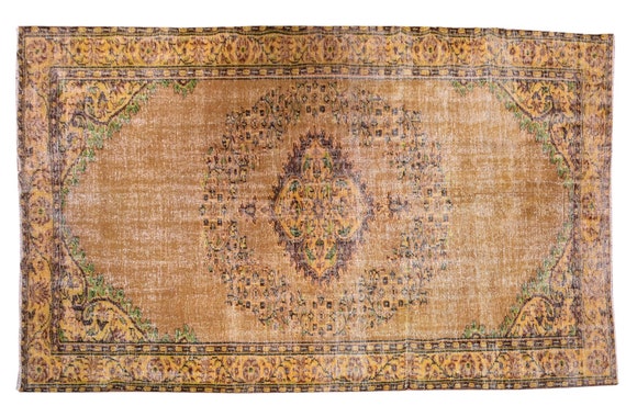 6x9 MAT FOR ROOM ,Mustard Color, Unique Pattern Rug, Vintage Rug, Turkish Rug Area, Hand Woven Rug, Oversize Rug, Squiggles Faded Rug