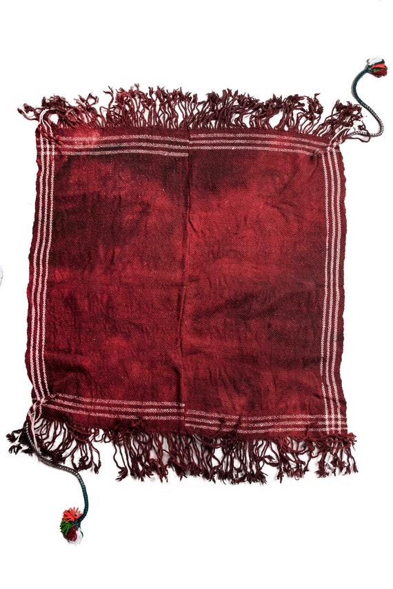 3'05''x3'2''Burgandy Color,Original Old Hand Woven Cook Apron Rug,Anatolian Ottoman Handmade Area Rug,Home Decor,Decorative Rug,Nomadic Rug