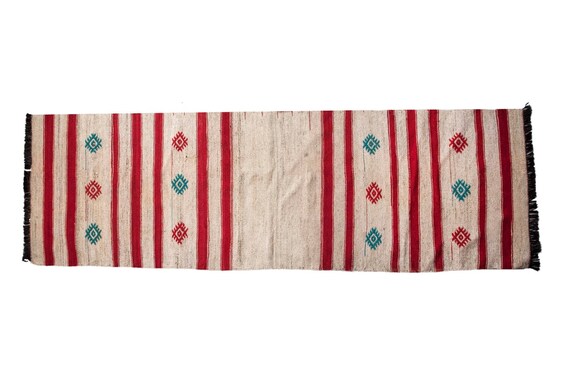 2'1''x7'3'' Red-Beige Color Vintage Turkish Wool Rug,Anatolian Handmade Area Rug,Home Decor,Decorative Rug,Cicim Runner Rug,Nomadic Rug,