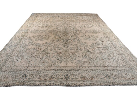 9'4" X 11'8''Vintage Rug,Faded Natural Colors Turkish Area Rug,Bedroom Rug,Neutral Rug,Living Room Rug,Boho Rug,Decorative Rug,Faded Rug,