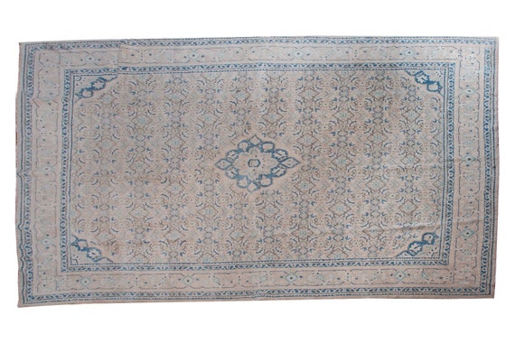 9'3''x13'2''Natural Pastel Beige-Blue Color Turkish Wool Rug,Anatolian Ottoman Handmade Area Rug,Decorative Rug,Nomadic Rug,Modern Rug,2592