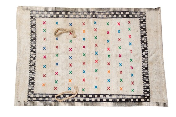 2'6''x3'9'' Beige-Black Color Vintage Turkish Wool Rug,Anatolian Handmade Area Rug,Home Decor,Decorative Rug,Hanging Cute Rug,Nomadic Rug,