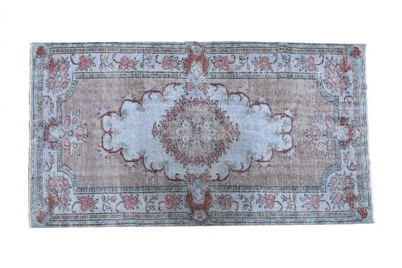HOME Rug,WOOL Rug,RUG, Turkish Rug, Vintage Rug, Anatolian Rug, Bohemian Rug, Kilim Rug, Persian Rug, Faded Blue Rug,3445 Rug 5'08'x8'7''ft