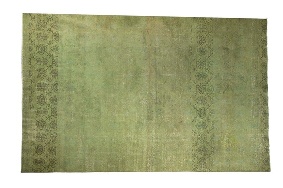 6'2''x9'8''Green Color Vintage Turkish Wool Rug,Anatolian Ottoman Handmade Area Rug,Home Decor,Decorative Rug,Nomadic Rug,Modern Rug