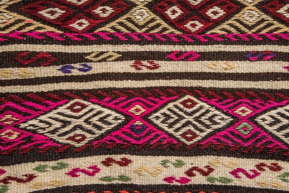 2'4''x4'06''Dark-Rainbow Color Vintage Turkish Wool Cicim Rug,Anatolian Handmade Area Rug,Home Decor,Decorative Rug,Cicim Rug,Nomadic Rug,