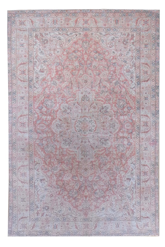 4'10" X 8'9'' Vintage Rug,Faded Pastel Red Beige Colors Turkish Area Rug,Bedroom Rug,Neutral Rug,Living Room Rug,Boho Rug,Decorative Rug