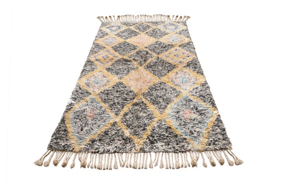 Very Diffrent Unique Moroccan Rug, 5'08''x 7'8''Faded Colorful Color Shaggy Rug,Bohemian Rustic Rug,Handmade area rug,Faded Rug,Living Room