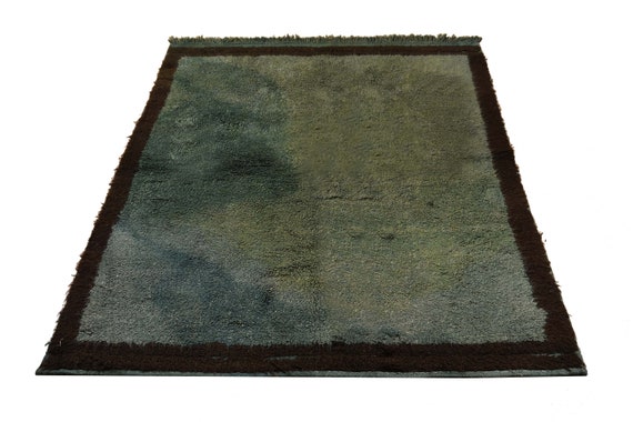 Very Diffrent Unique Moroccan  Rug,4'5''x5'2''Faded Gray Color Shaggy Rug,Bohemian Rustic Rug,Handmade area rug,Faded Rug,Living Room