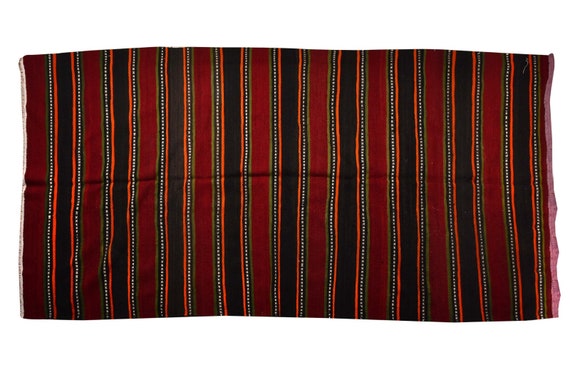 VINTAGE HEMP RUG - Antique Rug, Runner Rug, Turkish Rug Area,5x10 ft, Pattern Rug, Patio Rug, Stripes, Room Decor Rug, Entrance Carpet