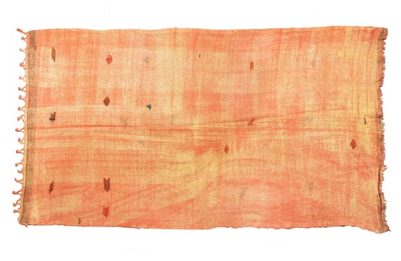 5'01'' x 9'5''Orange Color Vintage Turkish Hemp Rug,Anatolian Handmade Area Rug,Home Decor,Decorative Rug, Orange Rug,Nomadic Rug,Hemp Rug