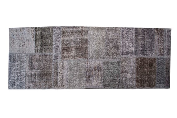 2'6''x13'1''Patchwork Rug ,Faded Mid Country Gray-Brown Color Rug Vintage Area Rug made of Vintage Faded Turkish Rug,collage Unique Area Rug