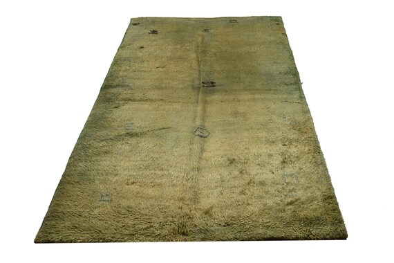 Very Diffrent Unique Moroccan  Rug, 4'6''x 7'7''Faded Green Color Shaggy Rug,Bohemian Rustic Rug,Handmade area rug,Faded Rug,Living Room