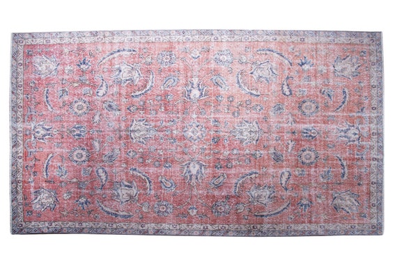 5'7''x9'3''Pastel Red Color Vintage Turkish Wool Rug,Anatolian Ottoman Handmade Area Rug,Home Decor,Decorative Rug,Nomadic Rug,Art Rug,1566