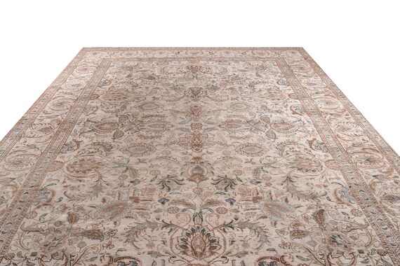 9'2"X11'8''Vintage Rug,Natural Beige Colors Turkish Area Rug,Bedroom Rug,Neutral Rug,Living Room Rug,Boho Rug,Decorative Rug,Faded Rug,3239