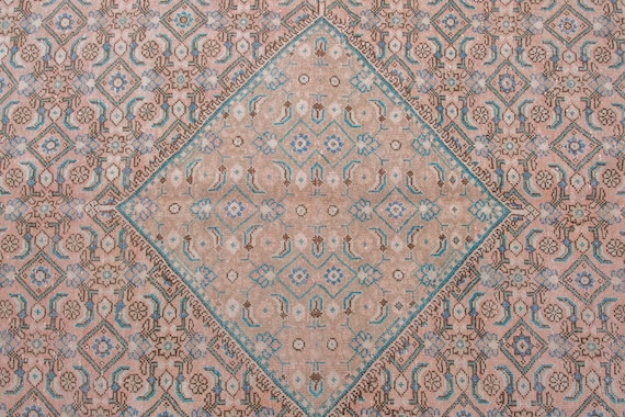 9'8''x12'9''Natural Color-Blue Turkish Wool Rug,Anatolian Ottoman Handmade Area Rug,Decorative Rug,Nomadic Rug,Modern Art Rug,2484