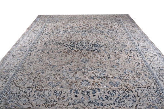 9'4"X12'8''Vintage Rug,Natural Beige Colors Turkish Area Rug,Bedroom Rug,Neutral Rug,Living Room Rug,Boho Rug,Decorative Rug,Faded Rug,3239
