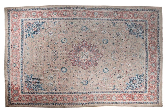 9'7''x13'1''Natural-Red Color Turkish Wool Rug,Anatolian Ottoman Handmade Area Rug,Decorative Rug,Nomadic Rug,Modern Art Rug,2477