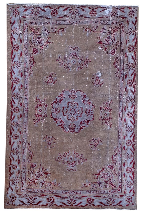 6'2''X 9'11'' Vintage Rug,Faded Nautural Copper Colors Turkish Area Rug,Bedroom Rug,Neutral Rug,Living Room Rug,Boho Rug,Decorative Rug,