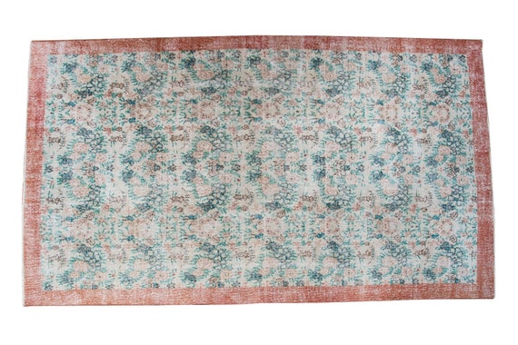 6'3''x9'7''Beige-Green Color Vintage Turkish Wool Rug,Anatolian Ottoman Handmade Area Rug,Home Decor,Decorative Rug,Nomadic Rug,Art Rug