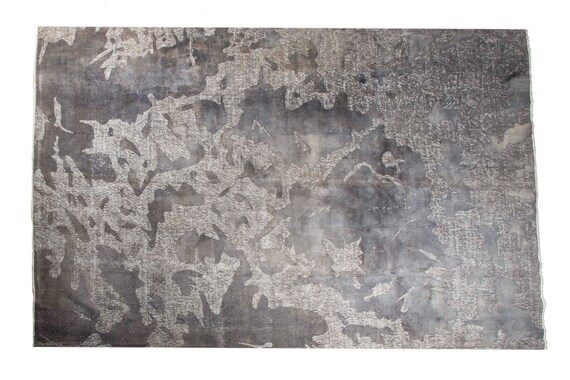 7'5''x10'9''Grey Color Carved Rug Vintage Turkish Wool Rug,Anatolian Ottoman Handmade Area Rug,Nomadic Rug,Modern Art Rug