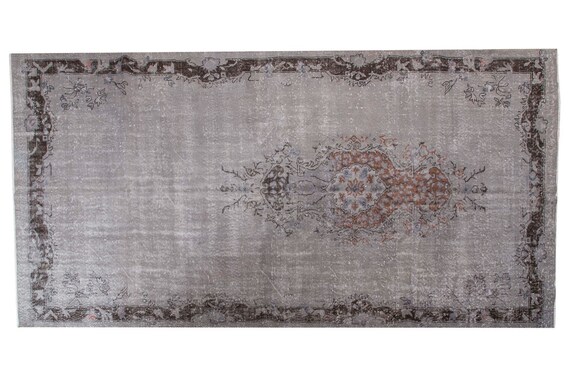 5'9"X9'9'' Mid Country Faded Gray-Brown Color Vintage Turkish Wool Rug,Anatolian Handmade Area Rug,Decorative Rug,An Artistic Work Rug,3135
